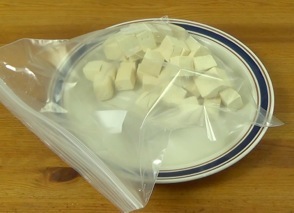 tofu in sealable plastic bag