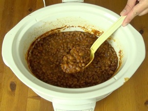 the finished baked beans
