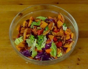 salad ingredients in a large bowl