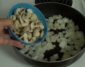 adding the mushrooms