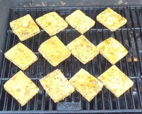 grilling the tofu