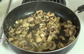sauteeing the mushrooms