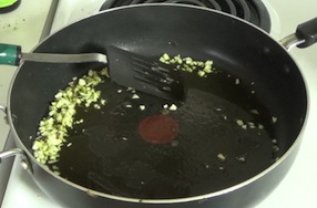 garlic and olive oil in the pan