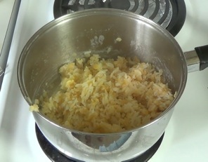 Cooked rice and lentils
