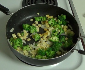 adding the broccoli