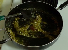 nutritional yeast and basil mixed in with olive oil mixture