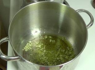 cooking the garlic
