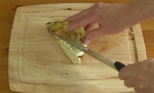 cutting core out of cabbage wedge
