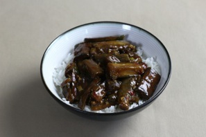 szechuan eggplant, served on rice