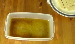 Marinade in a shallow dish