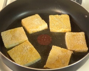 frying the tofu