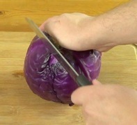 slicing the cabbage
