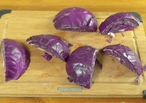 six chunks of cabbage