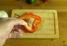 seeds and ribs of the pepper