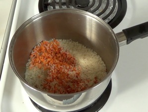 rice and lentils in a pot